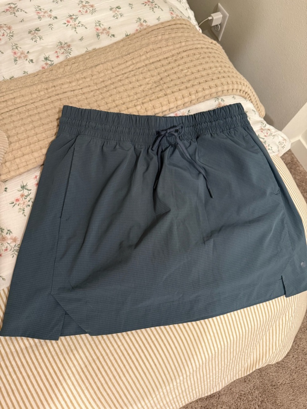 Apana Slate Blue Drawstring Mini Skort